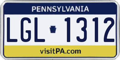 PA license plate LGL1312