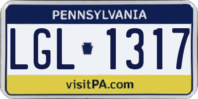 PA license plate LGL1317