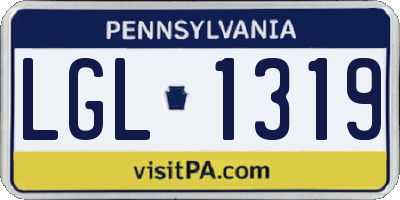 PA license plate LGL1319