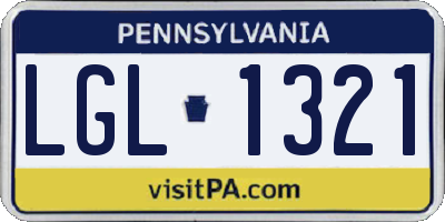 PA license plate LGL1321