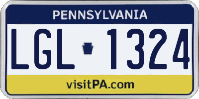 PA license plate LGL1324