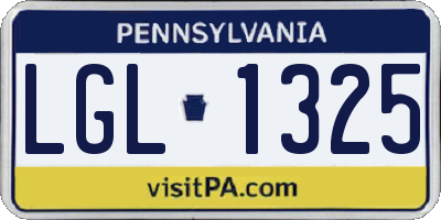 PA license plate LGL1325