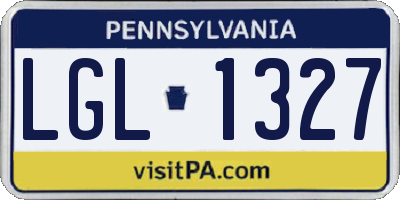 PA license plate LGL1327