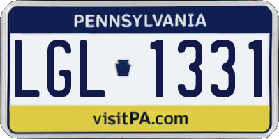 PA license plate LGL1331