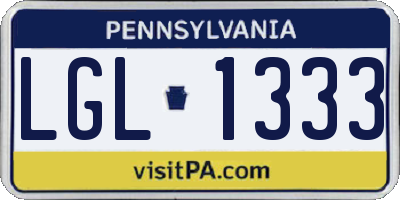 PA license plate LGL1333