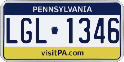 PA license plate LGL1346