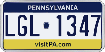 PA license plate LGL1347