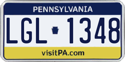 PA license plate LGL1348