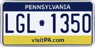 PA license plate LGL1350