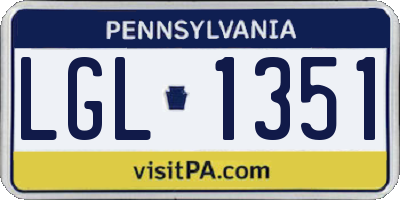PA license plate LGL1351