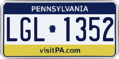 PA license plate LGL1352