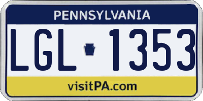 PA license plate LGL1353