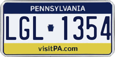 PA license plate LGL1354