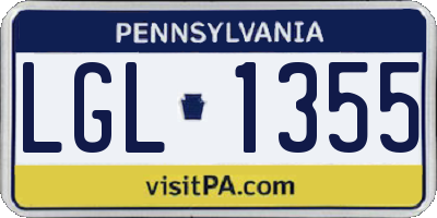 PA license plate LGL1355