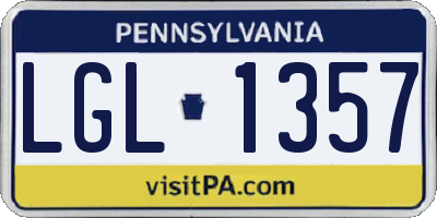 PA license plate LGL1357
