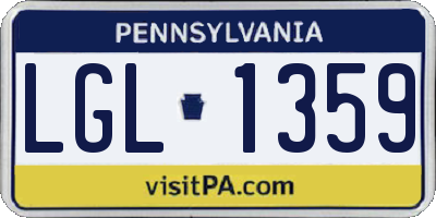 PA license plate LGL1359