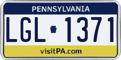 PA license plate LGL1371