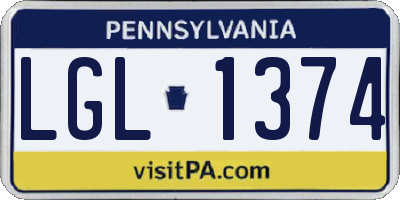 PA license plate LGL1374