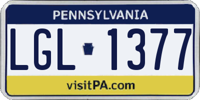 PA license plate LGL1377