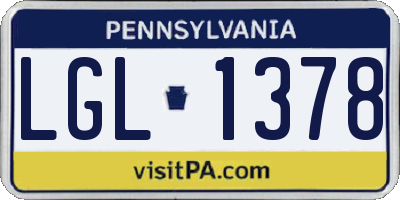 PA license plate LGL1378