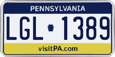 PA license plate LGL1389