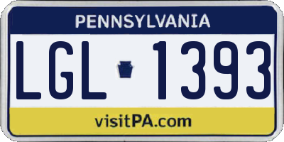 PA license plate LGL1393