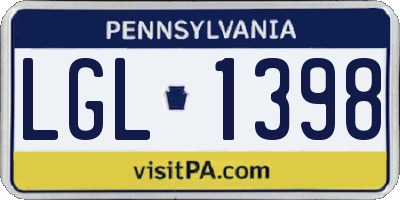 PA license plate LGL1398
