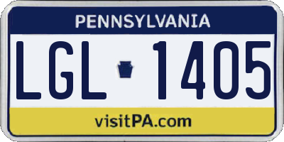 PA license plate LGL1405