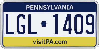 PA license plate LGL1409