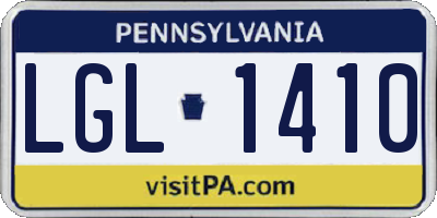 PA license plate LGL1410