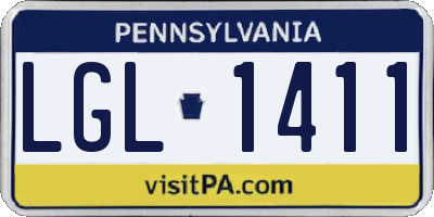 PA license plate LGL1411