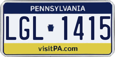 PA license plate LGL1415