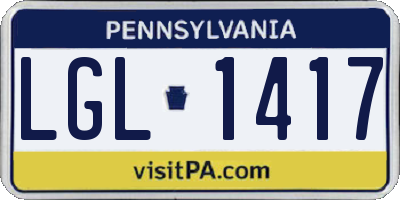 PA license plate LGL1417