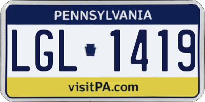 PA license plate LGL1419
