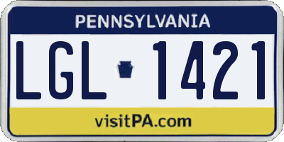 PA license plate LGL1421