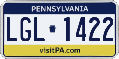 PA license plate LGL1422