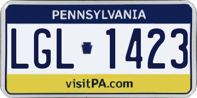 PA license plate LGL1423