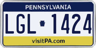 PA license plate LGL1424