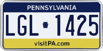 PA license plate LGL1425