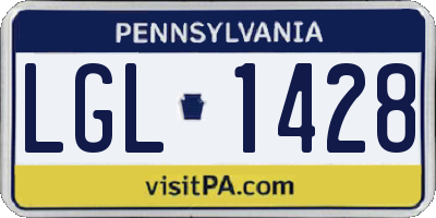 PA license plate LGL1428