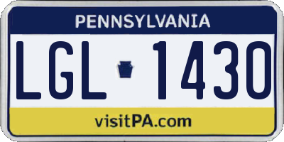 PA license plate LGL1430