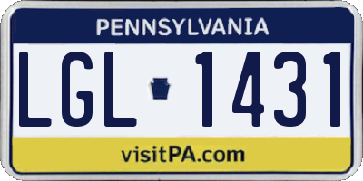 PA license plate LGL1431