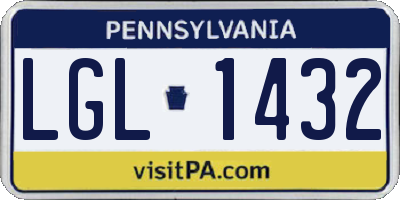 PA license plate LGL1432