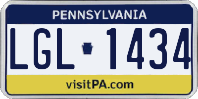 PA license plate LGL1434