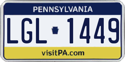 PA license plate LGL1449