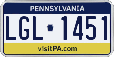 PA license plate LGL1451