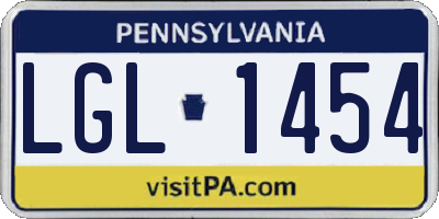 PA license plate LGL1454