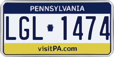 PA license plate LGL1474
