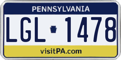 PA license plate LGL1478