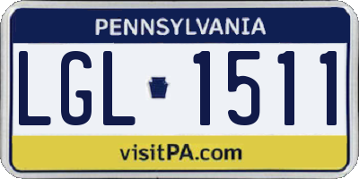 PA license plate LGL1511